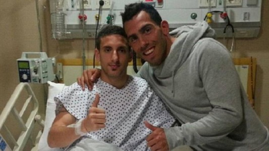 Ezequiel Ham volvió a entrenar después de la fractura de tobillo que le provocó Tevez