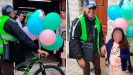 Vestido de cartero, un juez fue en bicicleta a confirmarle a una nena que había sido adoptada