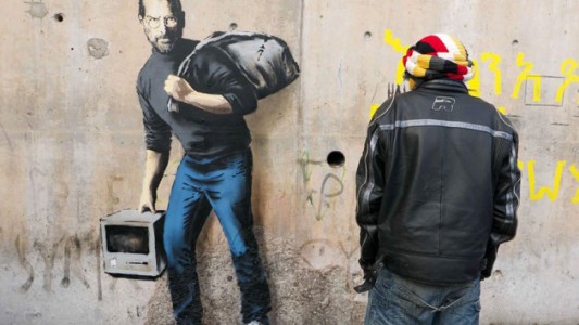 Steve Jobs huyendo de Siria: El grafiti de Banksy en defensa de los refugiados