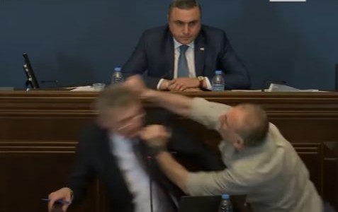 Escándalo en el Parlamento de Georgia: legisladores a las trompadas por un proyecto