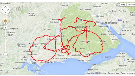Un ciclista realiza obras de arte con su GPS