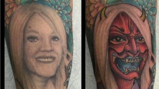 Un hombre divorciado convirtió un tatuaje del rostro de su ex en un demonio