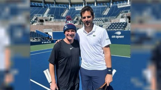 Juan Martín Del Potro y André Agassi se encontraron antes de la final del US Open