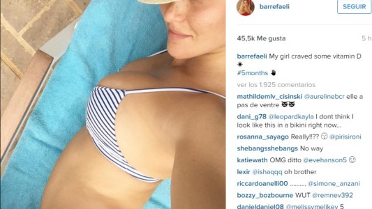 Polémica por foto de Bar Rafaeli embarazada de 5 meses, pero sin panza
