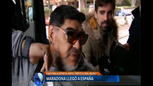 Maradona llegó a España para alentar al Nápoli