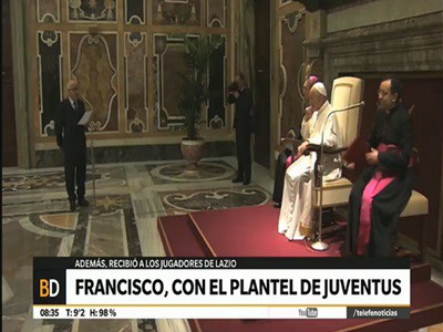 El papa Francisco con los planteles de Juventus y Lazio