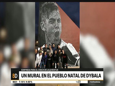 El mural de Paulo Dybala en Laguna Larga