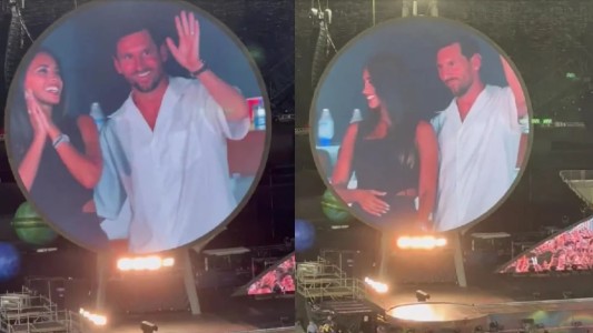 Leo Messi y Antonela Rocuzzo fueron captados por la "kiss cam" de Coldplay en Miami