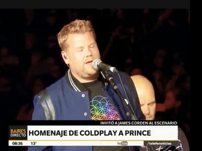 Homenaje de Coldplay a Prince con la presencia de James Corden