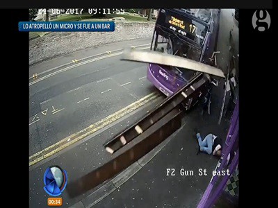 Atropellado por un colectivo, se levantó y entró a un bar