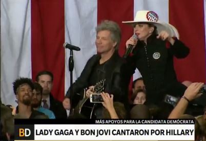 Lady Gaga y Bon Jovi también cantaron a favor de Hillary Clinton