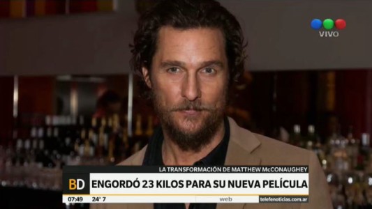 Matthew McConaughey engordó 23 kilos para su nueva película