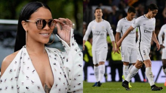 Rihanna de fiesta con dos jugadores del PSG antes de la debacle antes Barcelona