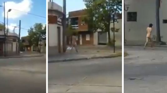 Insólito: grabaron a un hombre corriendo desnudo por las calles de La Plata y el video se volvió viral