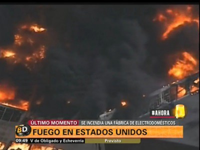 Fuerte incendio de una fábrica de electrodomésticos en EEUU