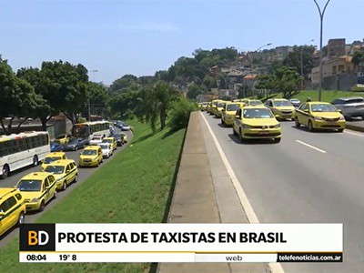 Protesta de taxistas brasileños contra la aplicación Uber