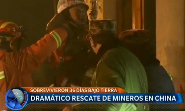 Dramático rescate de mineros en China