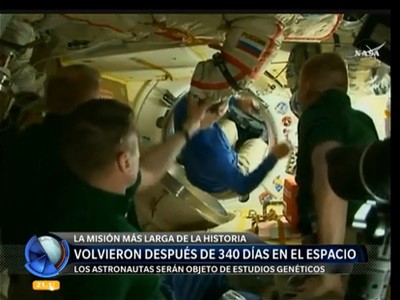 Astronautas regresan a la tierra tras casi un año en el espacio