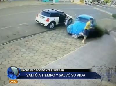 Brasil. saltó a tiempo y salvó su vida