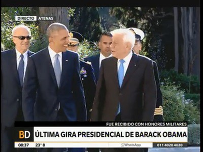 Obama llegó a Grecia en su última gira como presidente norteamericano