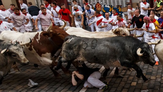 Tres corneados en el primer encierro de toros de San Fermín 2017