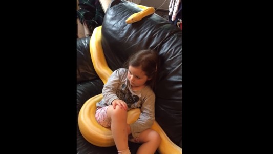 Escalofriante: dejó a su hija de 4 años sola con una pitón y subió el video a las redes