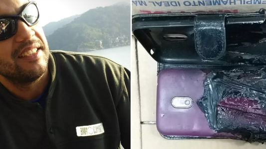 Brasil: un hombre estaba en el supermercado y le explotó el celular que tenía en el bolsillo