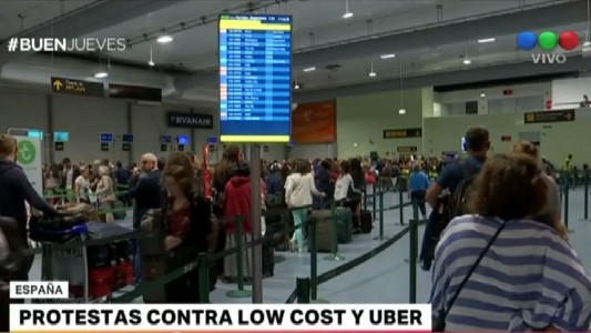 Protestas contra las low cost y Uber en España