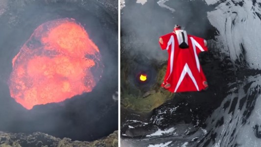 Video: "mujer pájaro" sobrevoló el volcán Villarrica
