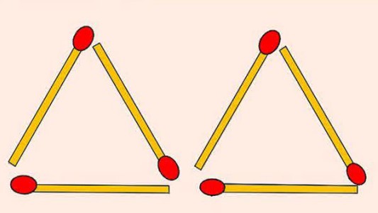#DesafíoViral ¿Cómo convertir dos triángulos de fósforos en cuatro?