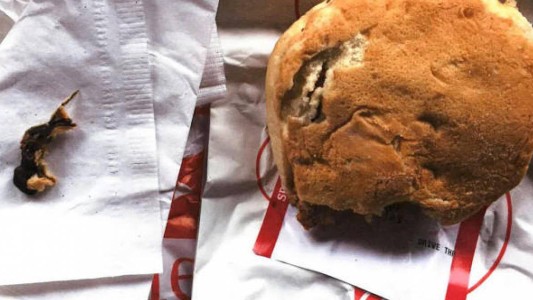 Pidió una hamburguesa, la mordió y se llevó una sorpresa desagradable