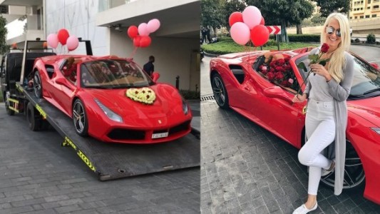 Le regalaron una Ferrari con mil rosas por San Valentín y el video se viralizó en las redes