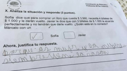 “Es mujer y las mujeres siempre tienen la razón”: la GENIAL respuesta de un nene en un problema matemático