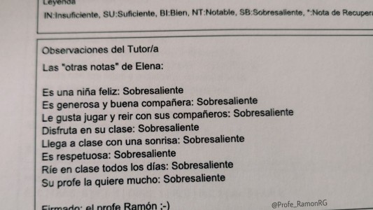 Las "otras notas" de un maestro para calificar a sus alumnos que muchos colegios deberían imitar