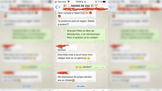 La tortura del whatsapp de "mamis y papis": se equivocó de chat y criticó a un nene del grado