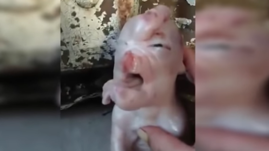 Impresionante video: nació en China un cerdo mutante con 'cara humana'