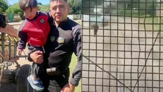 Héroe total: un policía salvó por segundos a un nene de tres años de ser arrollado por un tren