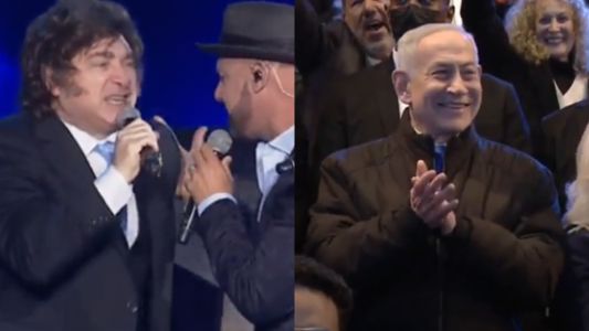 Cantó "Libre" de Nino Bravo y fue aplaudido por Netanyahu: así cerró Milei su visita a Israel