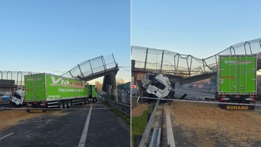 Se cayó un puente sobre la Panamericana en Escobar tras el choque de un camión