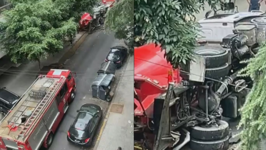Choque y vuelco en Villa Urquiza: el conductor del camión resultó herido