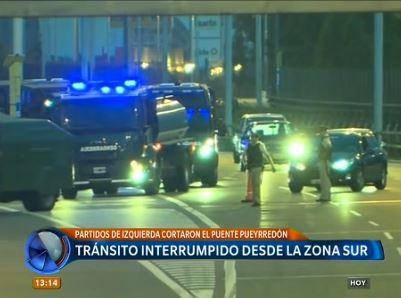 Tránsito interrumpido desde el sur