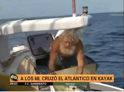 A los 68 cruzó el Atlántico en kajak
