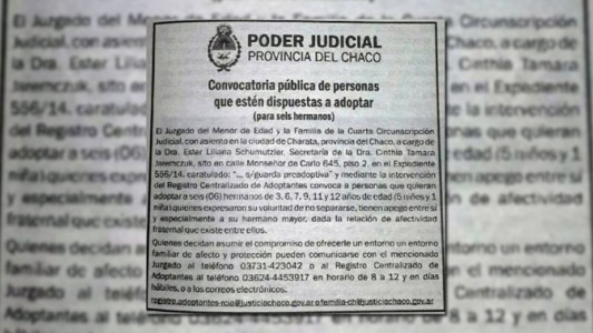 Chaco: seis hermanos de entre 3 y 12 años piden ser adoptados juntos
