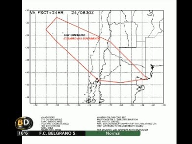 El avance de las cenizas del volcán Calbuco
