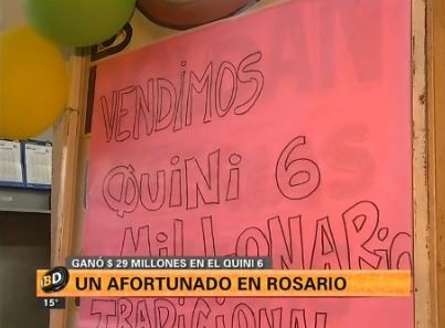 Ganó más de 29 millones de pesos en el Quini 6