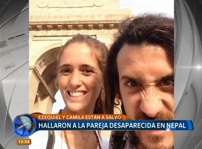 Apareció la pareja de argentinos perdida en Nepal