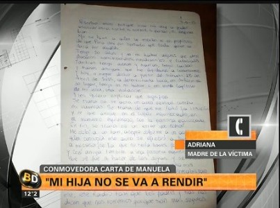 La conmovedora carta de Manuela sobre su violación
