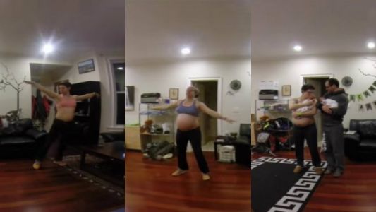 Video viral: la mujer que está embarazada de mellizos y hace la medialuna