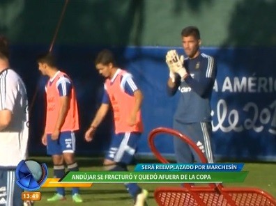 Se lesionó Andújar, arquero suplente de la selección