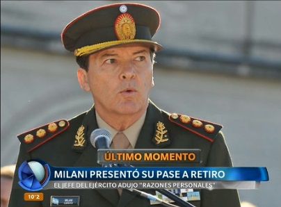 Pidió el pase a retiro el general Milani "por razones personales"